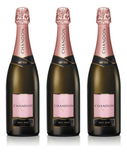 Kit 3 Espumantes Chandon Brut Rosé 750ml