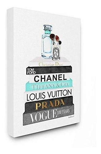 Stupell Industries Book Stack Perfume Brushes Glam Fashion A