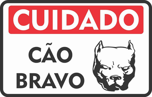 Placa Em Pvc Pitbull Cão Bravo Portão Cachorro 18x25 Cm Pl03