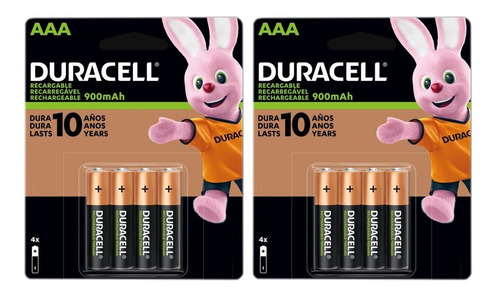 Pilas Duracell Aaa De 900mah Recargables Blister X8 Unid