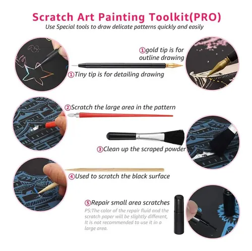 Scratch Art Paper Painting Set With Tools, Scratch Off