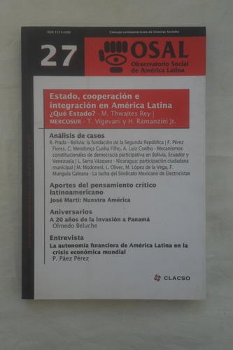 Estado, Cooperacion E Integracion En America Latina - Osal