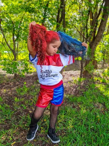 Fantasia Arlequina Infantil Roupa Esquadrão Harley Quinn