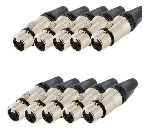 Pack 10 Conectores Xlr Neutrik Hembra Nickel Nc3fxx