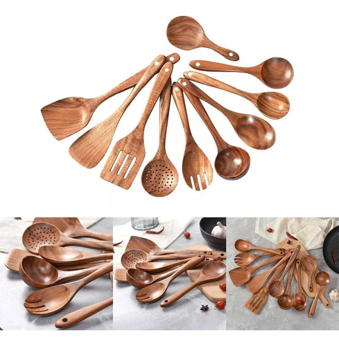 Utensilios De Madera Para Cocinar Juego De 10 Piezas