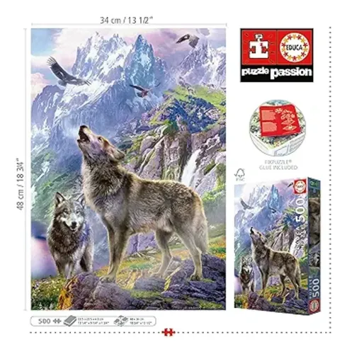 Rompecabezas Puzzle De 500 Pzs Lobos En Las Rocas Educa | MercadoLibre