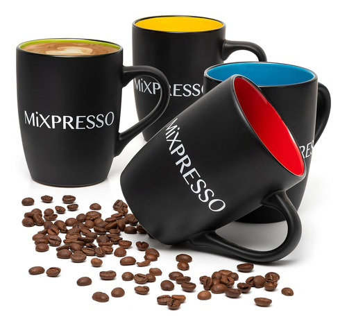 Juego De Tazas Mixpresso De 4 Piezas, Tazas De Café De 16 Oz