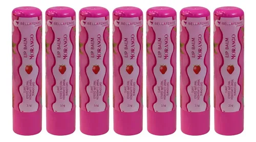 Kit 8 Lip Balm Morango Protetor Hidratante Labial | Parcelamento