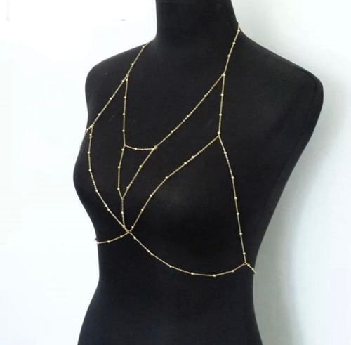 Body Chain, Corrente De Corpo, Sexy, Luxo, Verão Regata Cor Dourado Regata