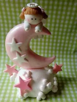 Comprar Adorno De Torta Bautismo Nacimiento 1er Añito Angel En Luna