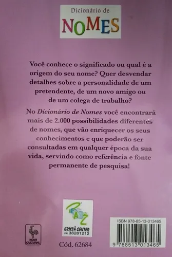 Livro O Significado Dos Nomes Dicionario de Nomes