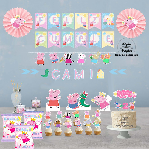 Topper Cupcake Adorno Pinchos Muffins X12 Peppa Pig