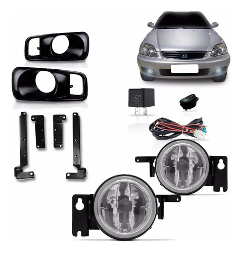 Kit Farol Milha Civic 1999 2000 Completo 99 00 Honda Civic