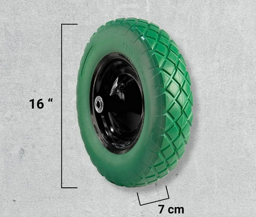 Llanta Para Carretilla Completa Imponchable Rueda Rodaja Lt Tools 16 Pulgadas Ancho De 7cm Max 80 Kg Ligera Y Suave En Poliuretano P Mejor Amortiguamiento Ideal Terrenos Irregulares Reduce La Fatiga