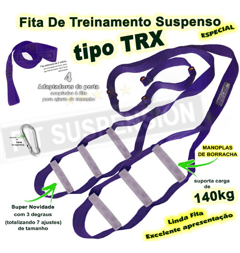 Fita De Suspensão Tipo Trx C/ 3 Degraus 140kg Fit Suspension