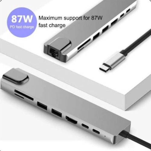 Dock Station Usb C 8 Em 1 Hdmi Lan Hp Sony Lenovo LG Xiaomi