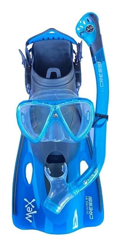 Set Cressi Snorkeling Mex Visor, Snorkel, Aletas Aqua S/ M