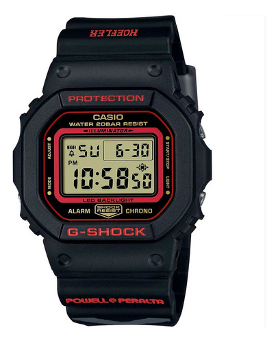 Color de la correa del reloj Casio G-shock DW-5600KH-1DR: negro, color del bisel, negro, color de fondo digital