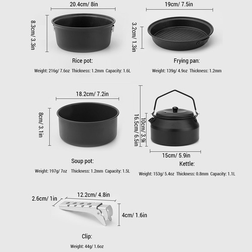 Juego De Utensilios De Cocina Compactos: Ollas, Sartenes Y O