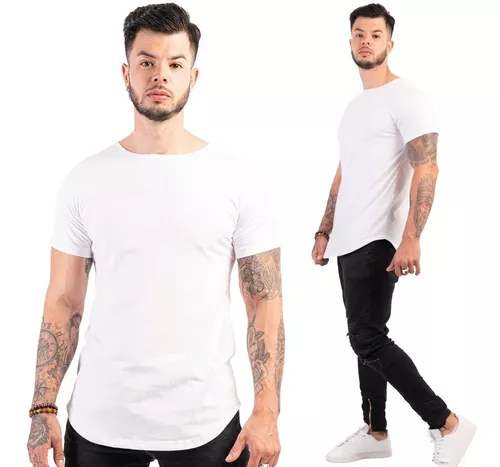 Camiseta Longline Masculina Azul Marinho Lisa - KFW STORE