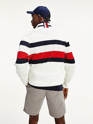 Sweater Global Stripe Hombre Blanco Tommy Hilfiger E2 Sweater Global Stripe Hombre Blanco Tommy Hilfiger E2