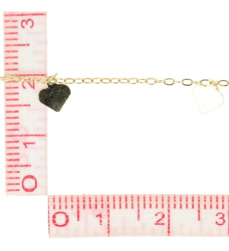 Imagen 5 de 5 de Pulsera Corazones Colgando, 10k Oro, 0.7 Gramos.