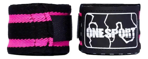 Bandagem Atadura Elastica 5m Muay Thai Boxe Preto/rosa