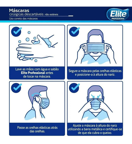 Imagem 6 de 6 de Máscara De Proteção Cirúrgica Orelha Elastica 50 Unidades