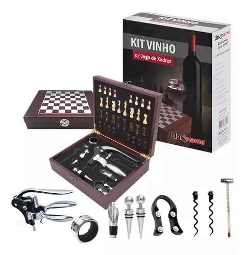 KIT PARA VINHO XADREZ 4PC  Kit para vinho, Presentes, Acessórios