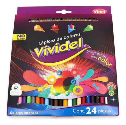 24 Lapices Colores Redondos Vinci Vividel 4mm