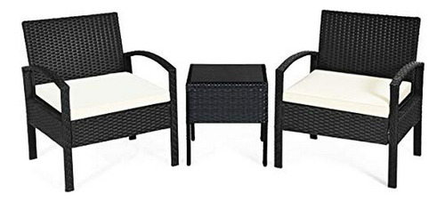 Set De Muebles De Patio , 3 Piezas, Negros