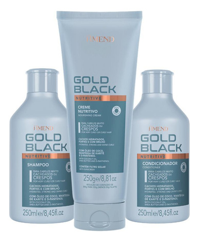  Kit Amend Gold Black Shampoo Condicionador E Creme Nutritivo