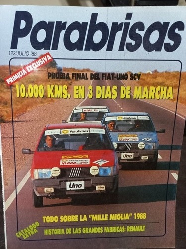 Revista Parabrisas N° 122 Julio 88prueba Final Fiat Uno Scv