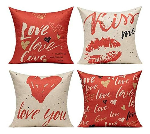 Valentines Day Decor Throw Pillow Covers Cases 16 X 16 ...