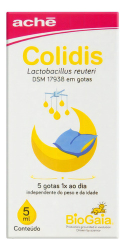 Probiótico Colidis Drops de 5 ml para cólicos, flora intestinal, sabor sin sabor