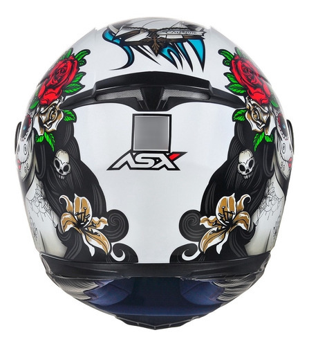 Capacete Asx Eagle Catrina Branco Brilho + Viseira Fumê Tamanho do capacete 64-XXL
