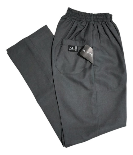 Pantalón Colegial Gris De Sarga Con Elástico T4-16