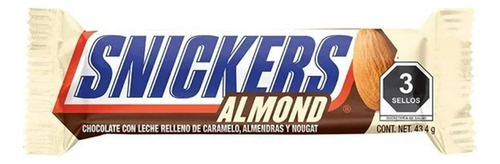 10 Pzas Chocolate Con Leche Snickers Almond Relleno De Caram