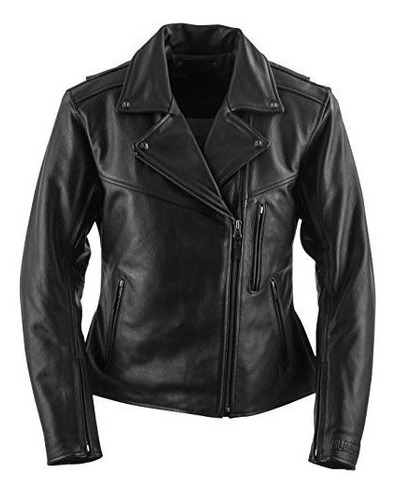 Motociclismo, Chaqueta De Moto De Cuero De Mujer Black Brand