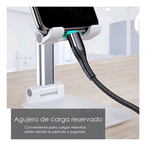 Suporte de alumínio ajustável, suporte para celular, tablet, console, cor branca