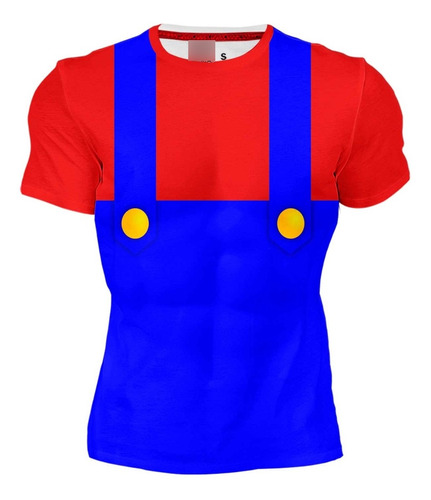 Playera Sublimada Full Print Traje Disfraz Caricatura Mario