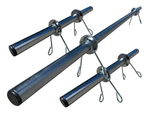 Imagem 1 de 7 de Kit Barras Ocas 1,20m E 2 De 40cm Cromadas Halteres E Supino