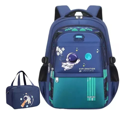 Mochila Ortopédica Infantil, Astronauta, Fiambrera Traer