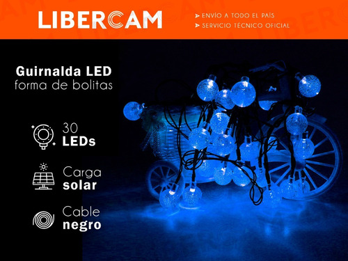Imagen 3 de 10 de Guirnalda Tira Luz Led Bolita Carga Solar Lampara 2 Efectos