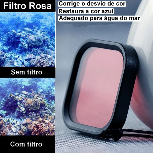 Filtro De Mergulho Rosa Para Câmeras Gopro Hero 8