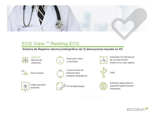 Imagen 5 de 6 de Electrocardiógrafo Eccosur Ecg - 12 Derivaciones.