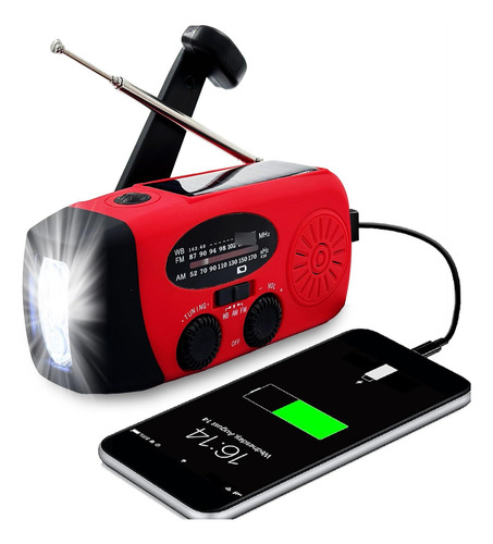 Radio De Manivela Emergencia 3 Led Am/fm Noaa Portátil
