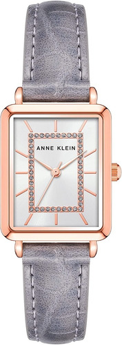 Reloj Mujer Anne Klein Correa De Piel 24 Mm Ak/3820rggy Color de la correa Gris oscuro Color del bisel Rosa dorado Color del fondo Plateado