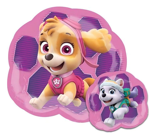 Globo Jumbo Paw Patrol, Skye Y Everest Color Rosa con Lila