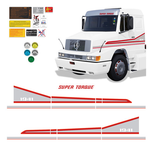 Kit Faixa Mb 1941 Super Torque Adesivo Caminhão Completo